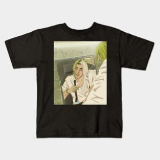 Anime boy with green hair Kids T-Shirt